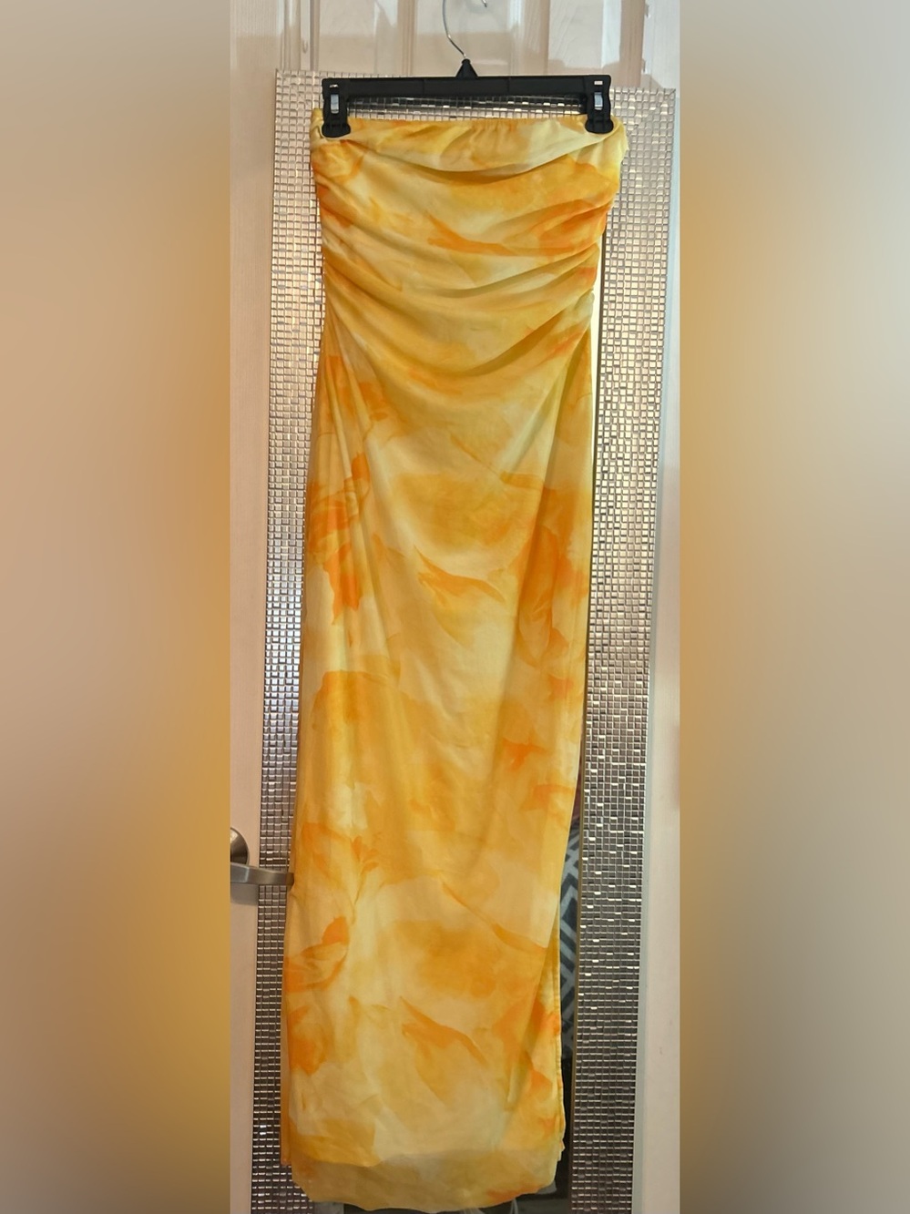 Yellow & Orange Watercolor strapless dress or Bathing Suit Cover